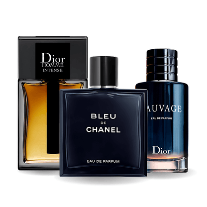 Sada 3 parfémů parfémů Sauvage Dior, Bleu de Chanel, Dior Homme Intense 100ml 