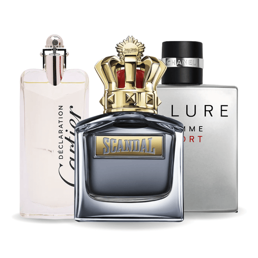 Sada 3 parfémů parfémů Allure Homme Sports, Jean Paul Gaultier Scandal, Cartier Declaration 100ml