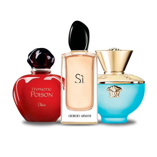 Sada 3 parfémů parfémů Dior HYPNOTIC POISON, Giorgio Armani SÌ a Versace DYLAN TURQUOISE 100ml